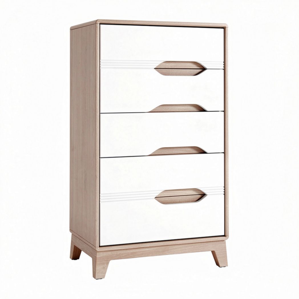 Ladenkast met vier lades van hout en wit kunststof 80 x 40 x 100cm