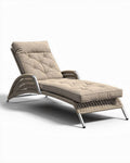 Ligstoel van weerbestendig wicker in beige met zachte kussens 180 x 70 x 90cm